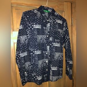 Dip Paisley Navy Blue Dress Shirt